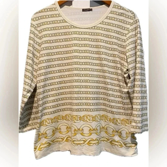 J McLaughlin Signature Catalina Cloth 3/4 Sleeve Crewneck T-shirt EUC Women's XL - Picture 1 of 10